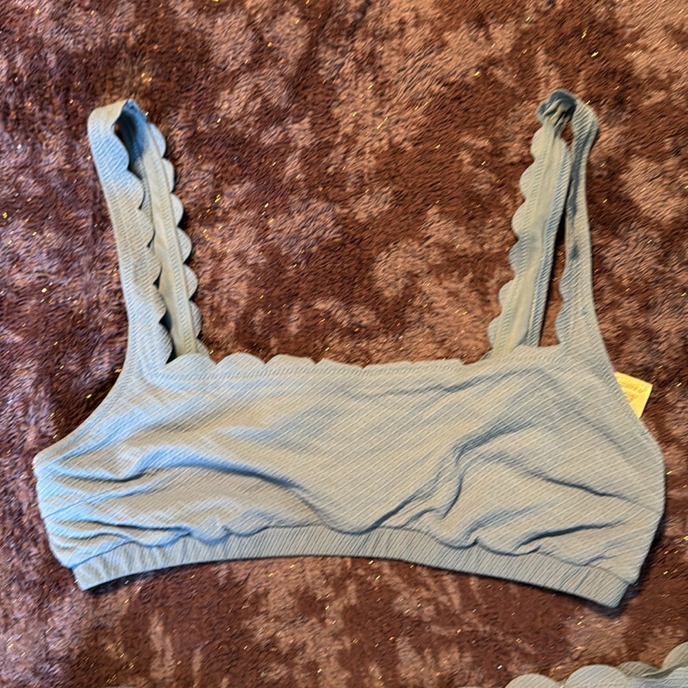 XL Jessica Simpson Blue Scalloped Bikini Set - Picture 6 of 8